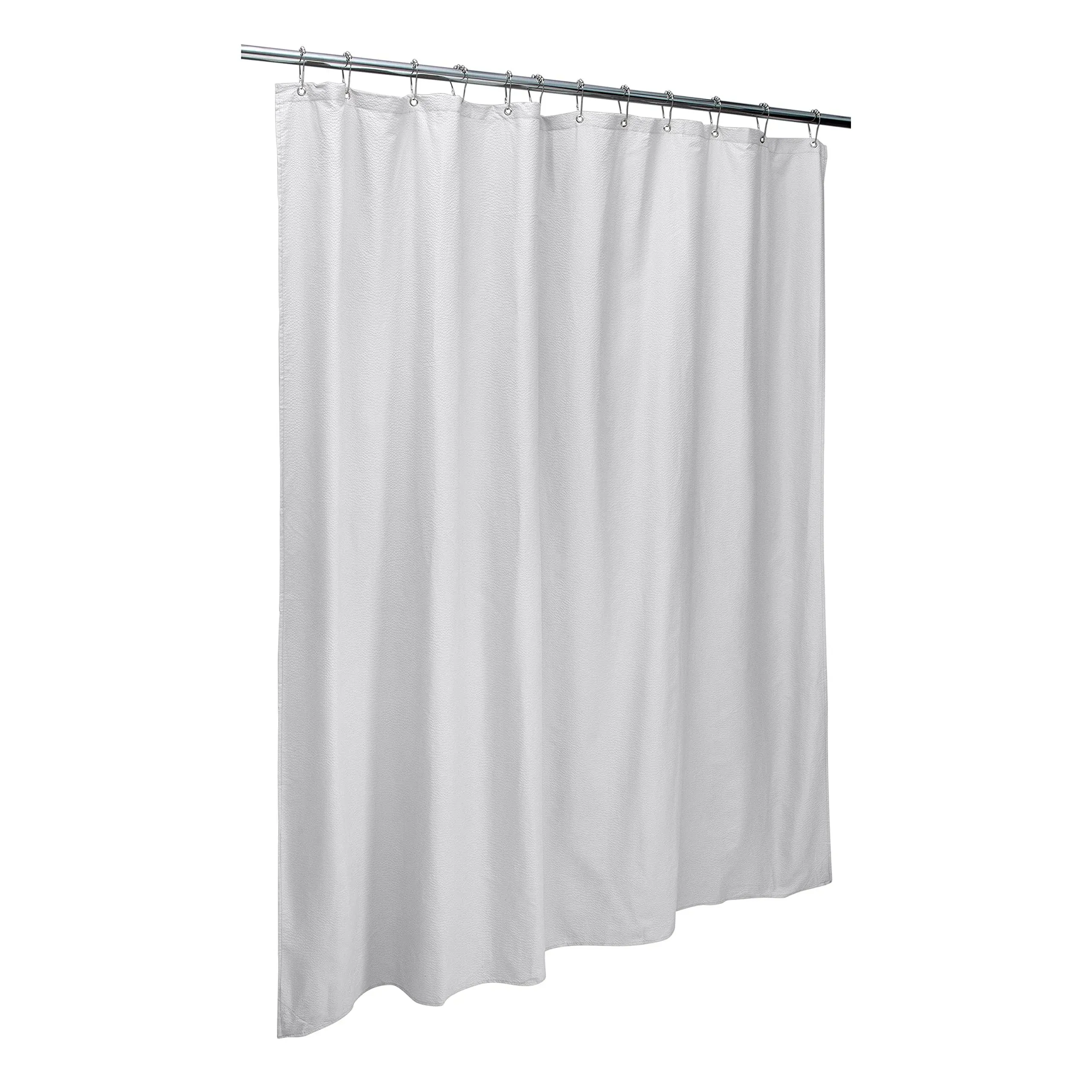 Bath Bliss Microfiber Soft Touch Seersucker Design Shower Curtain Liner in White