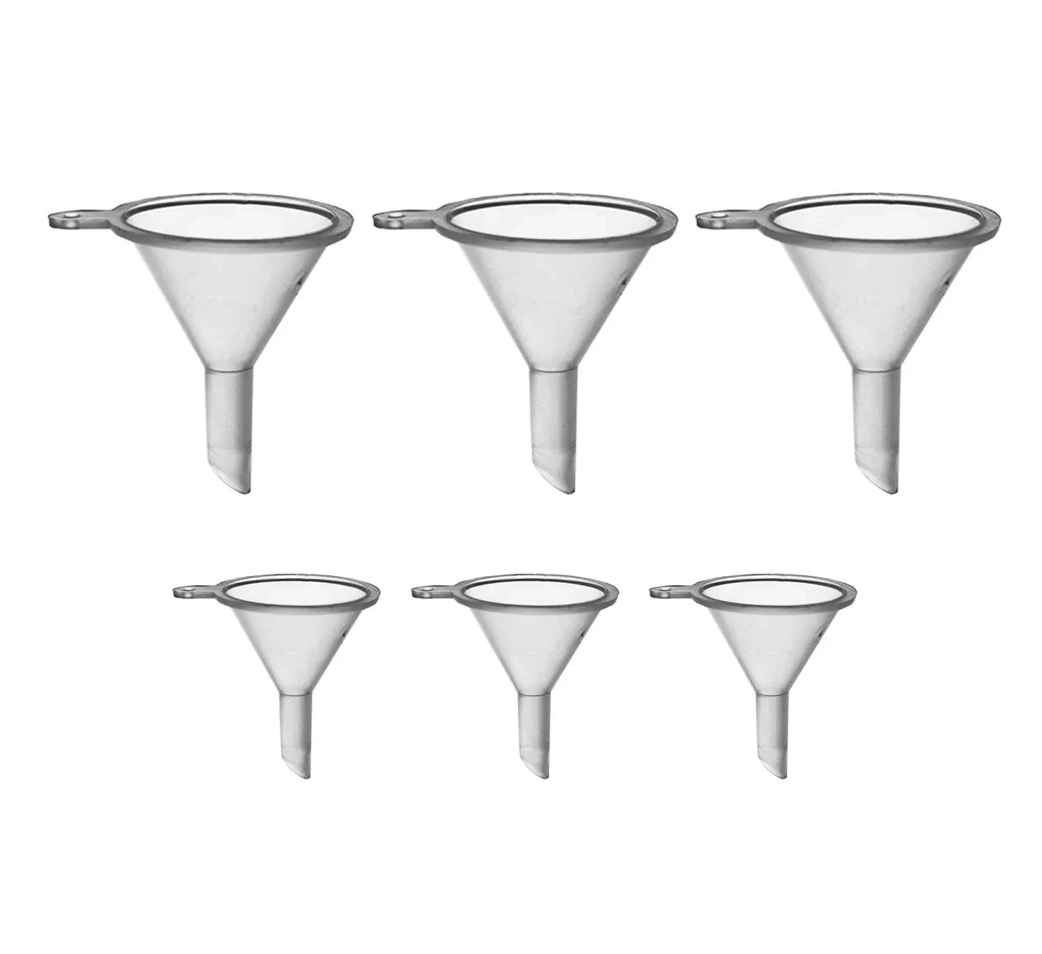 Firefly Small Mini Plastic Funnels for Filling Small Bottles | Set of 6 | 1/4-Inch Shaft | 2 Sizes: 1-1/4 in. and 2 inches Wide | Sand Art, Essential Oils, Perfume, Arts and Crafts