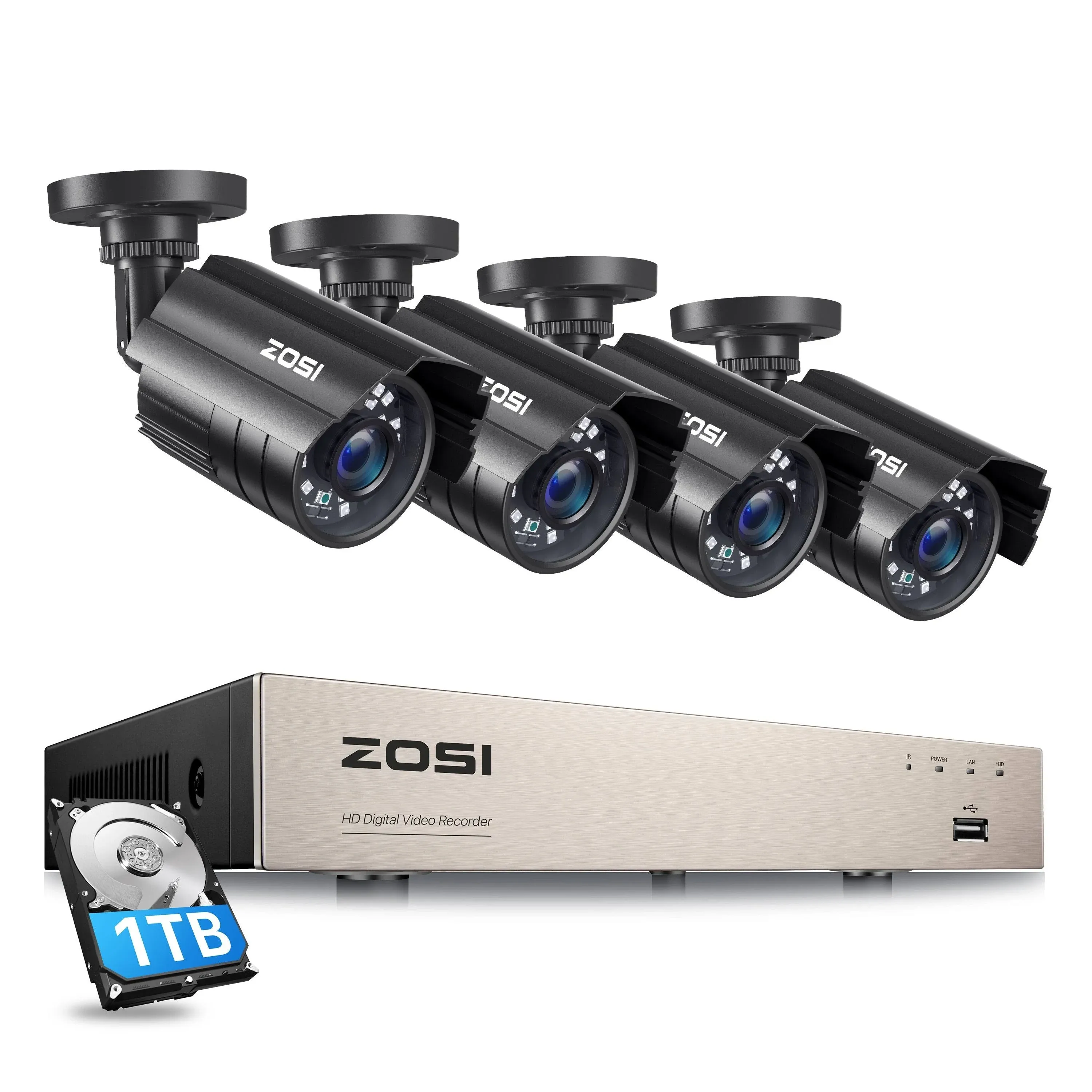 C211 1080P Security Camera System + 8 Channel DVR + Optional 2TB Hard Drive, 1TB ...