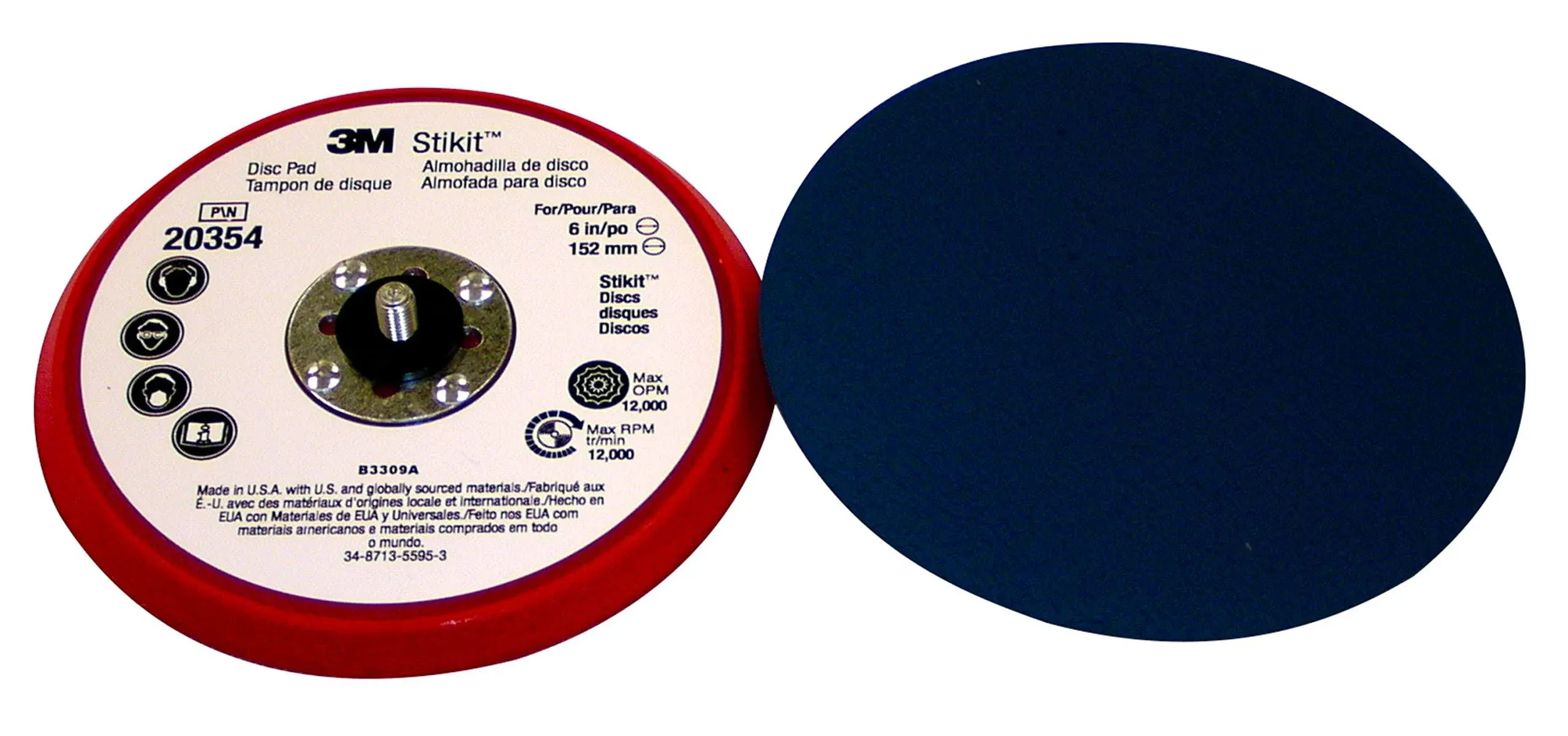 3M 20354 6" 5/16-24 External Attachment Stikit Low Profile Disc Pad