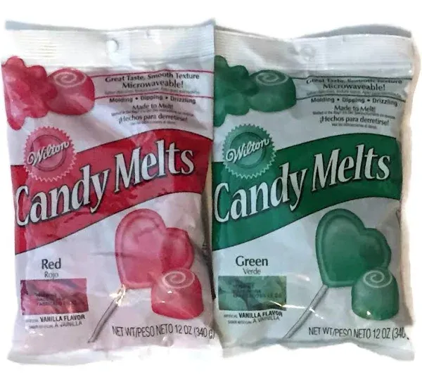 Bundle of Wilton Candy Melts, Red and Green, 12-ounce Each, 1911-1357 (Pack o...