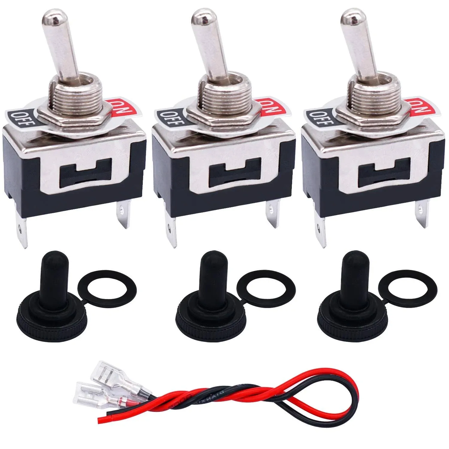 3 Pcs Toggle Rocker Switches SPST ON/Off 2 Pin 2 Position 16A 250VAC Spade Te...