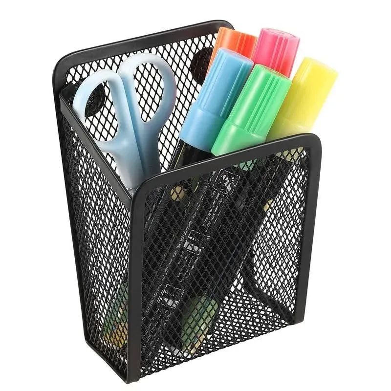 Magnetic Pencil Holder,mesh Stainless Steel Pen Basket, Metal Writing Utensil ...