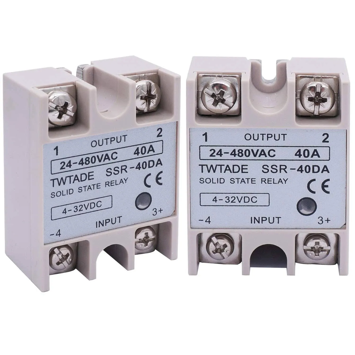 TWTADE 2PCS SSR-40 DA 40A DC 3-32V to AC 24-480V SSR Single Phase Solid State Relay ssr-40da