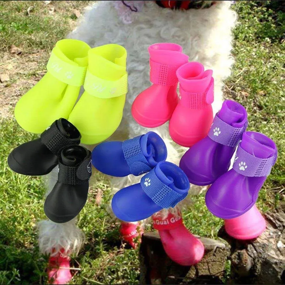 Cdycam Puppy Dogs Candy Colors Anti-Slip Waterproof Rubber Rain Shoes Boots Paws ...