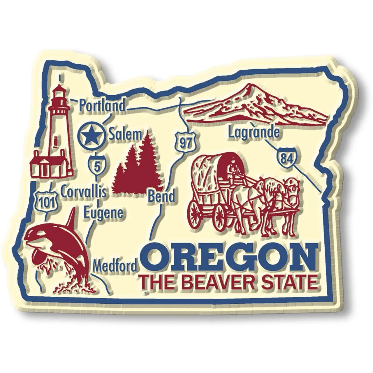 Oregon Giant State Magnet by Classic Magnets, 3.5 inch x 2.6 inch, Beige