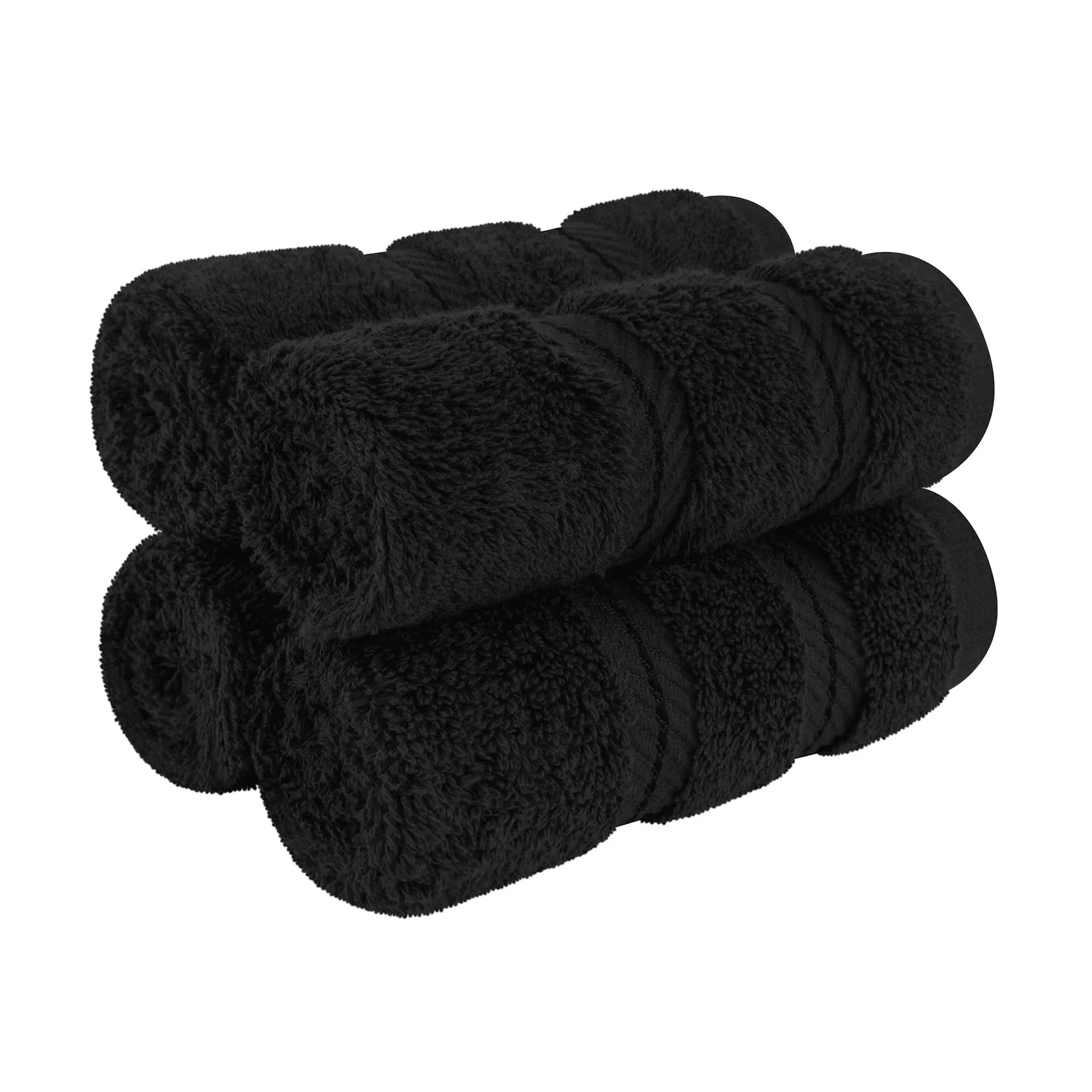 American Soft Linen Premium 100% Cotton 4-Piece Washcloth Set - Black