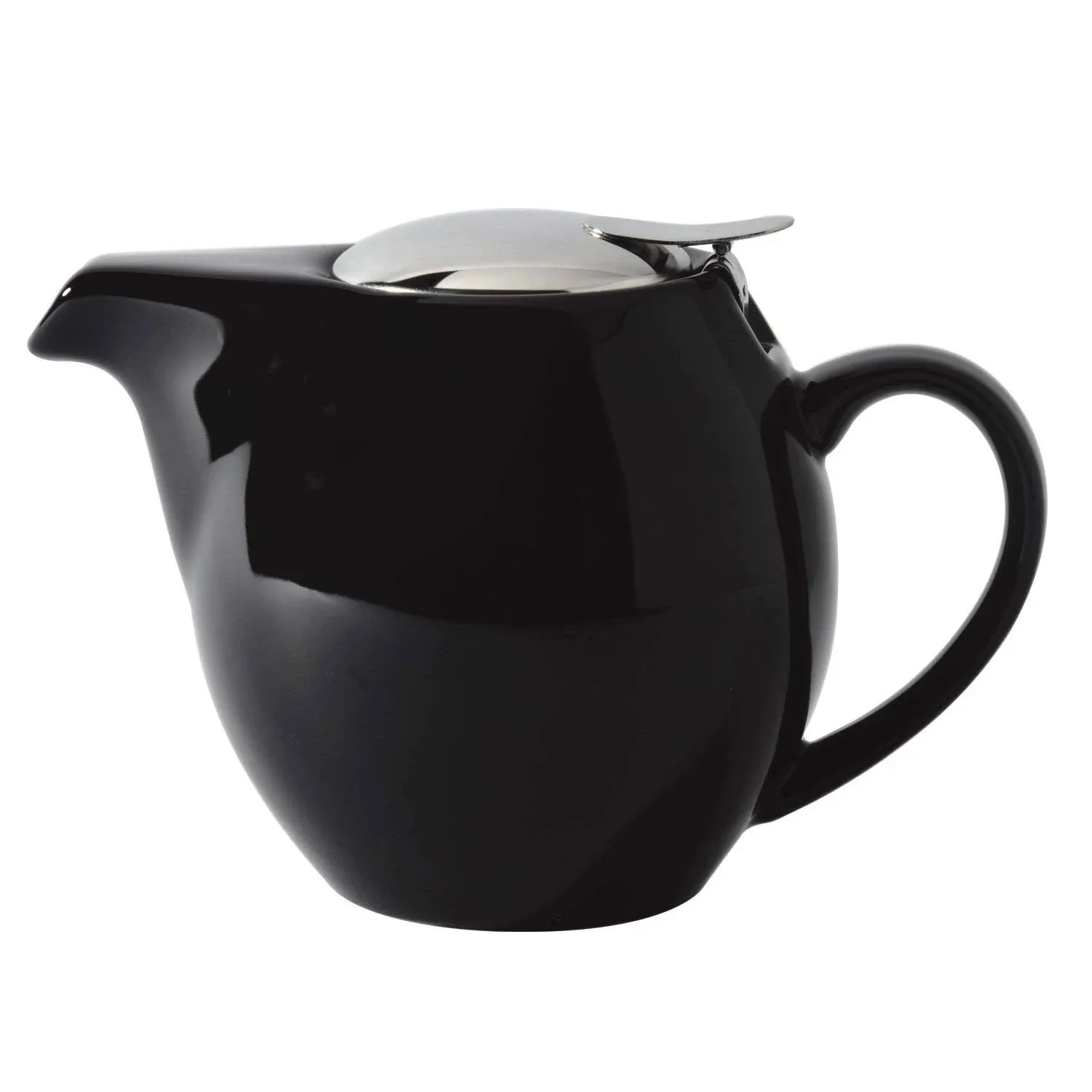 Service Ideas TPCV16BL Oval Black Ceramic Teapot 16 oz.