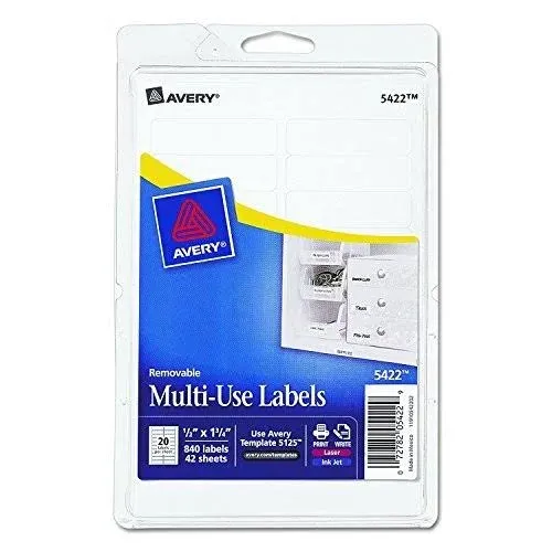 Avery Self-Adhesive Removable Labels, White (2 Pack)