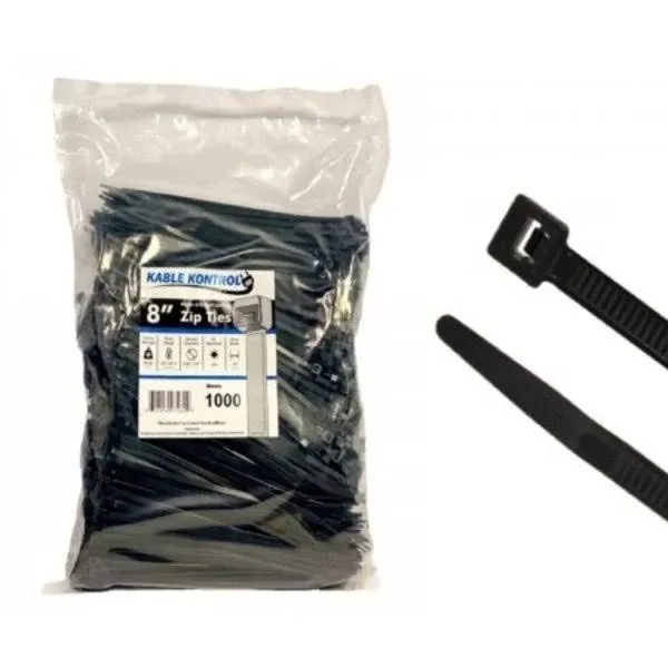 Kable Kontrol Zip Ties 8" Inch Long UV Resistant Nylon 40 Lbs Tensile