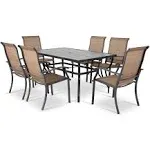 Nuu Garden 7-Piece Black&Brown Patio Dining Set with Iron Table and Sling Chairs | SID006-06-LS