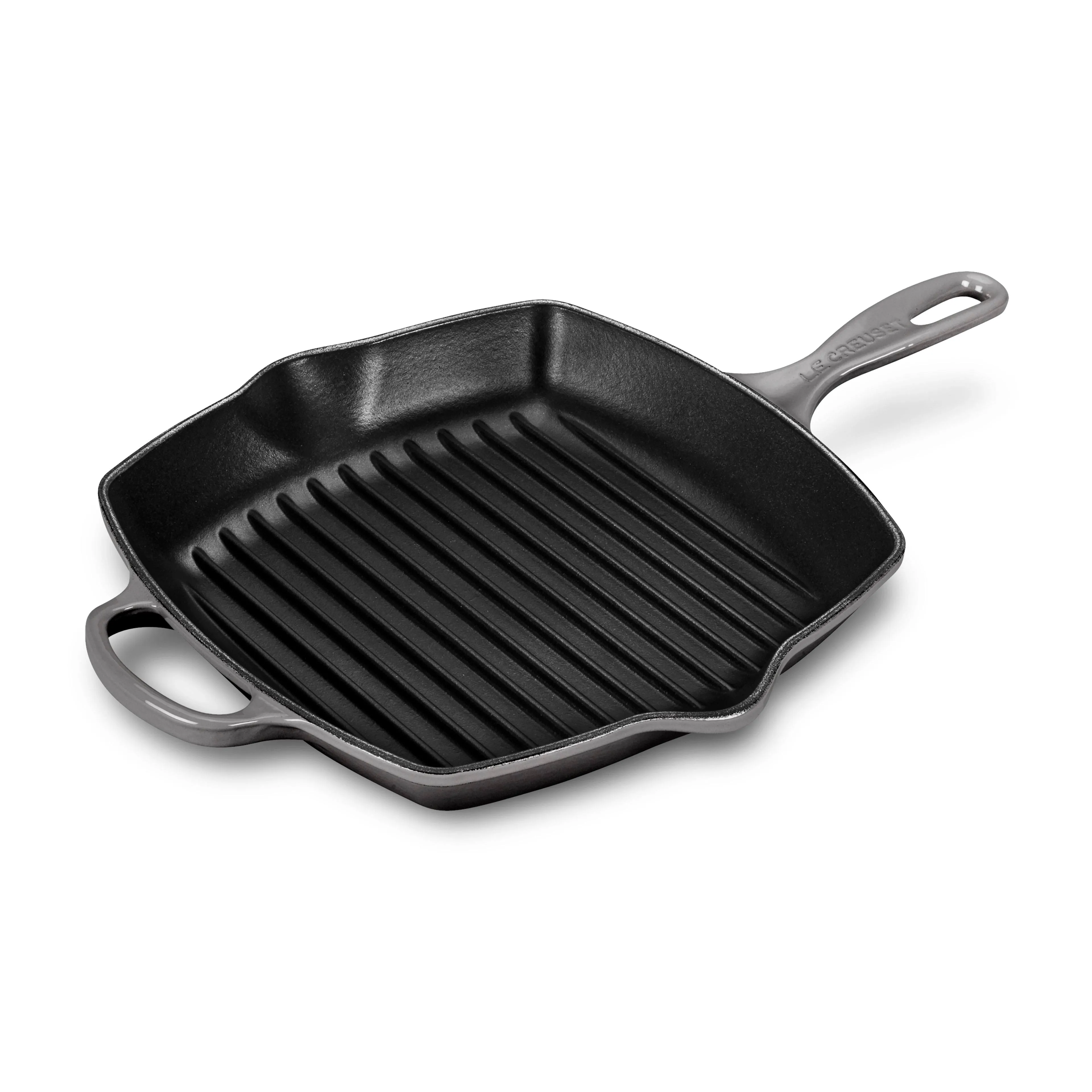 Le Creuset 10.25" Square Signature Cast Iron Grill Skillet | White