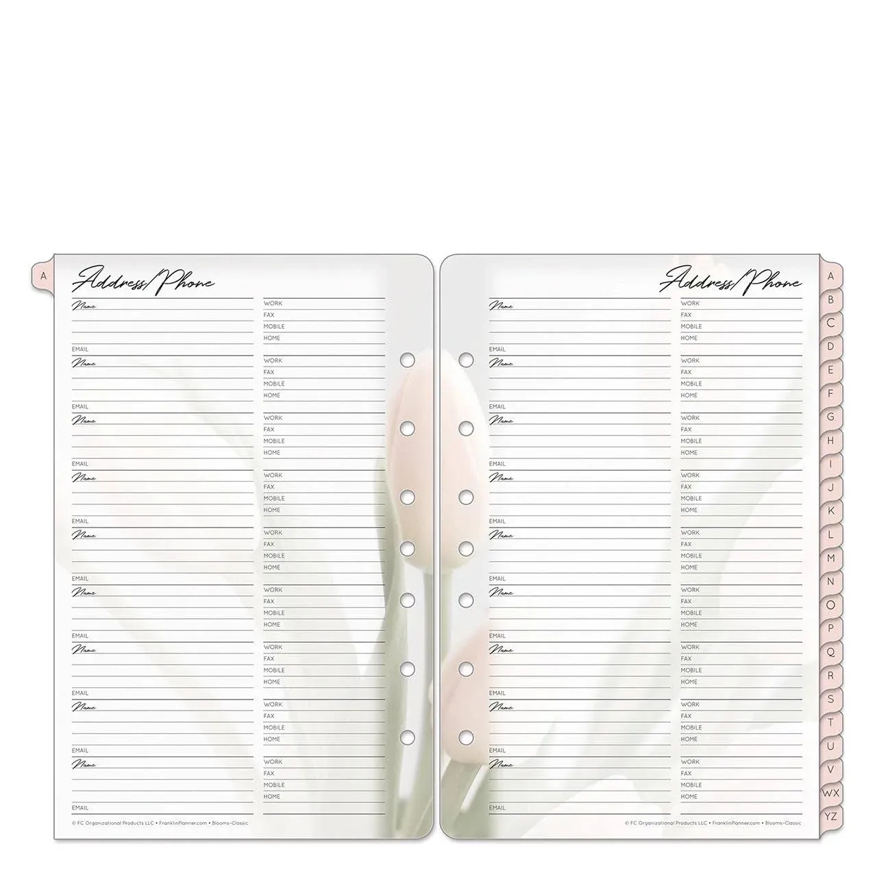 Franklincovey - Blooms Address/Phone Tabs - Expansion for Planners (Classic, Pink ...