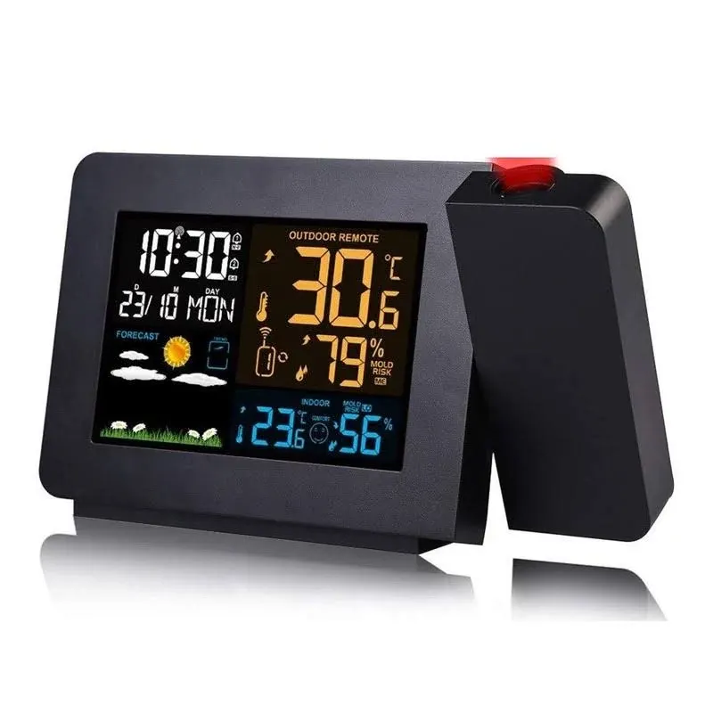 Atai Projection Alarm Clock with Outdoor Sensor,Personal Weather Station for ...