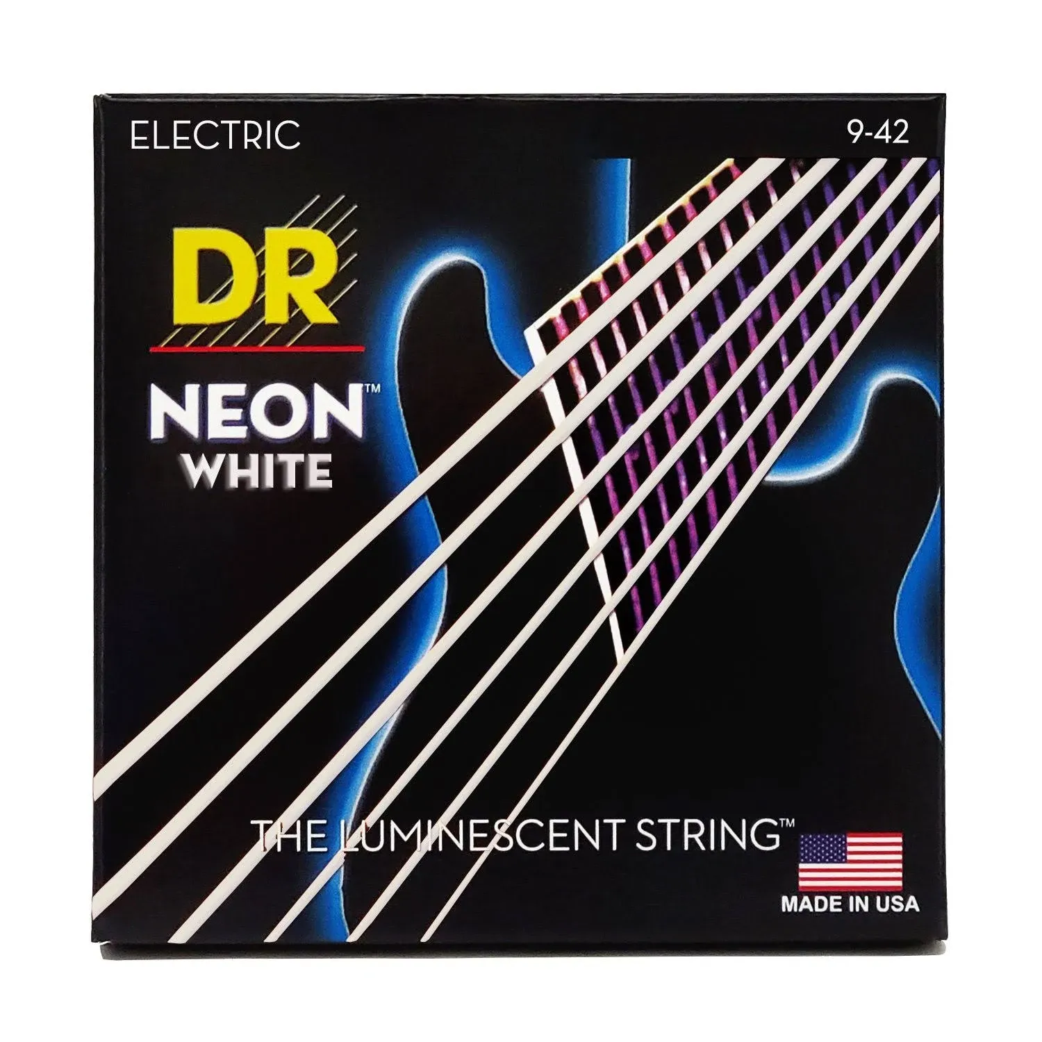 Dr Strings NWE-9 Hi-Def Neon Electric Guitar Strings. White 9-42