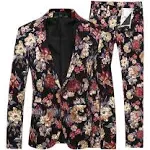 Cloudstyle Mens 2 Piece Suit Notched Lapel Sport Coat Floral One Button Slim Fit Tweed Suit K1 Medium, 1- K1