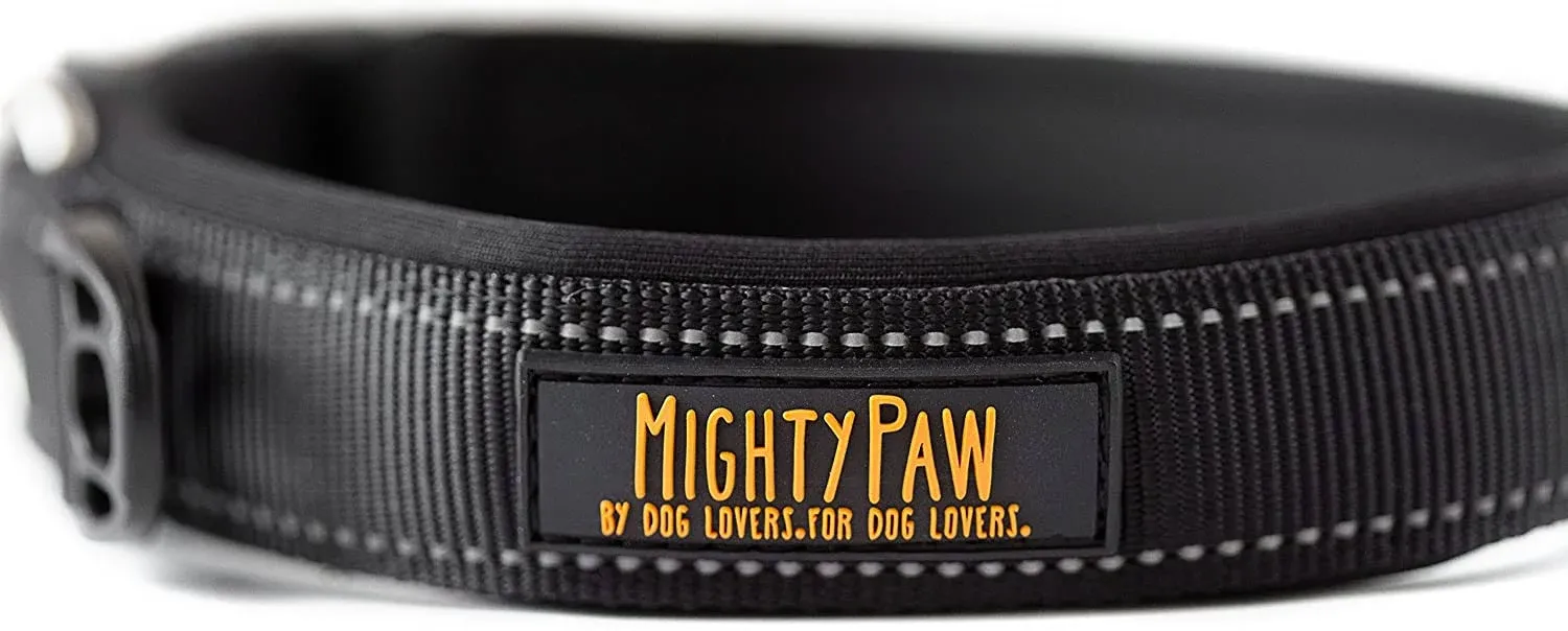 Mighty Paw Neoprene Padded Dog Collar, Reflective Running Dog Collar, Premium ...