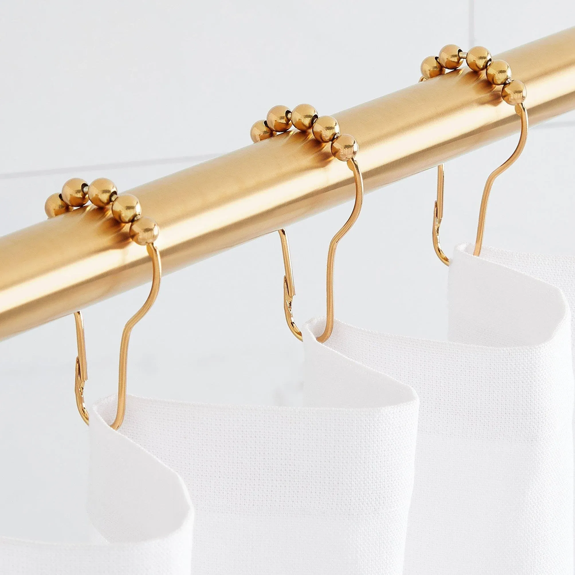 Signature Hardware - Roller Ball Shower Curtain Rings Set Of 12 Brushed Gold