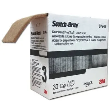 3M Clear Blend Prep Scuff - Hand Pad for Paint Prep - Perforated - Gold, Silver, Pearl Metallic Paint Prep - 4.75 in x 15 in - 7745