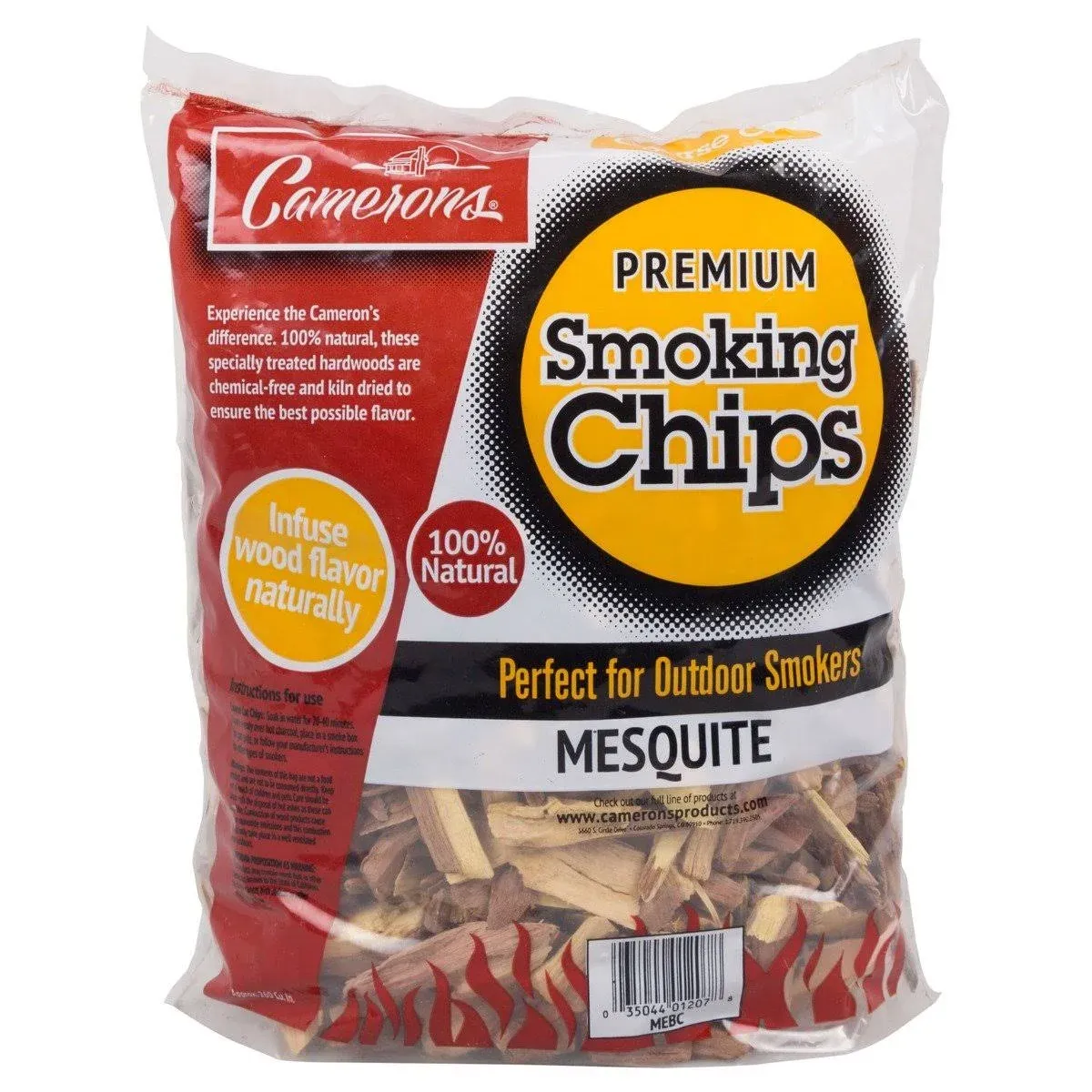 Cameron Natural Wood Smoking &amp; BBQ Chips - Apple, Mesquite, Hickory 260 CU 3 Bag