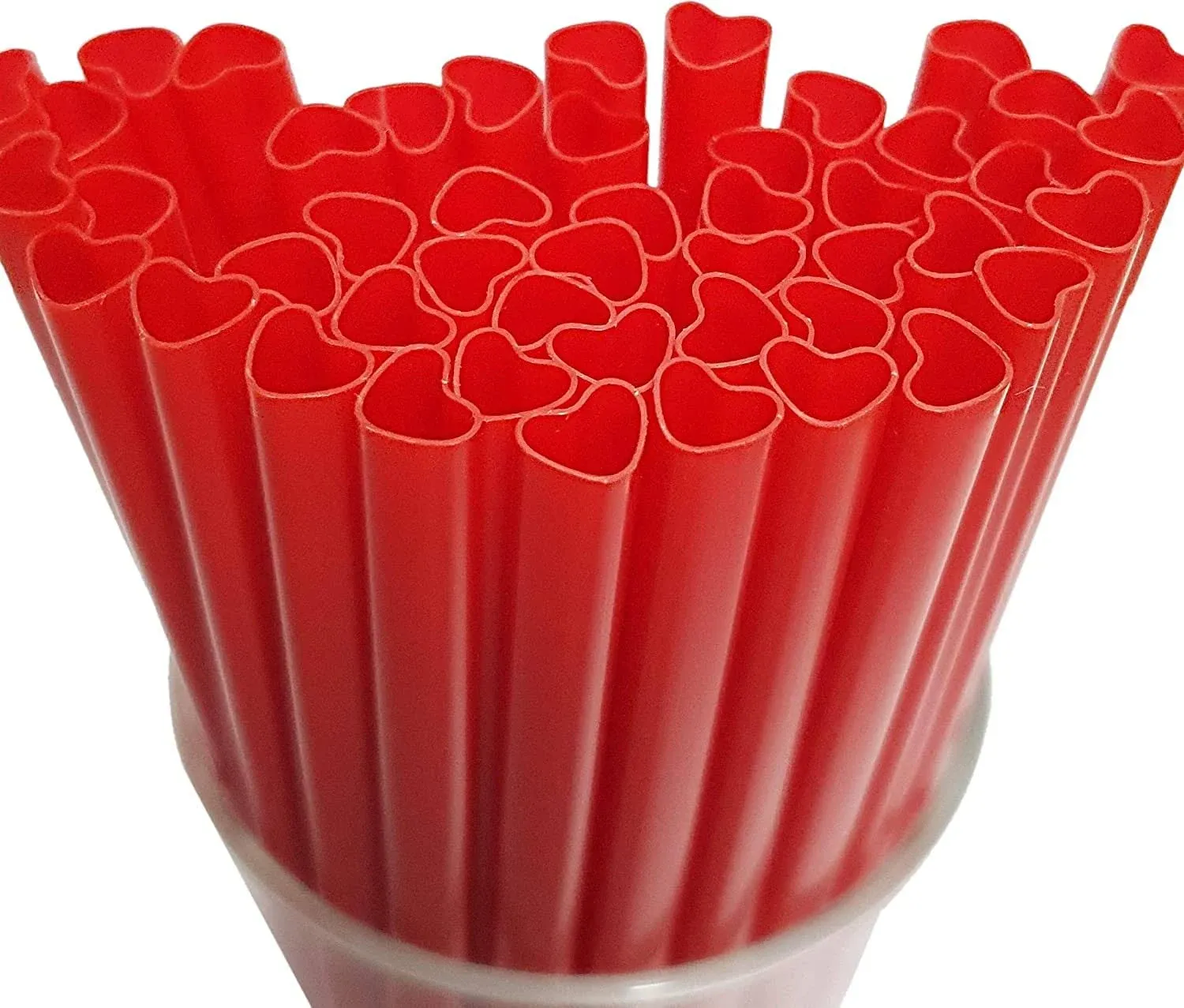 100pcs Straws Heart Shaped Plastic Straws Disposable Drinking Cute Straw