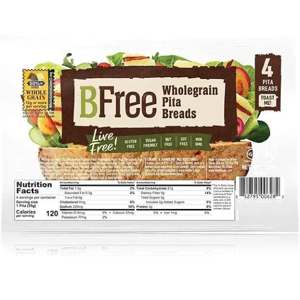 BFree Gluten Free Whole Grain Stone-Baked Pita Bread, 7.76 oz [P