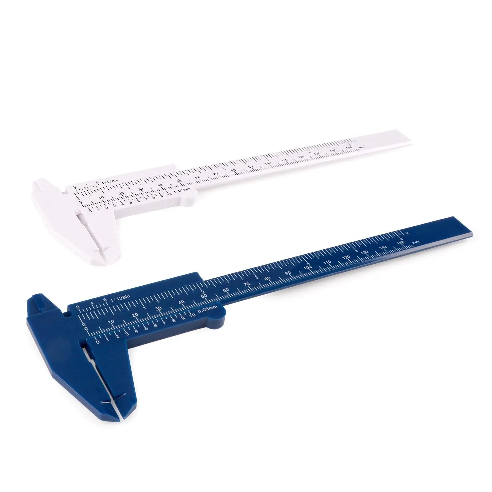 Plastic Vernier Caliper (2pcs), 150 mm Mini Plastic Caliper for School Student, Portable 0-6 Inch Measuring Tools, Sliding Gauge