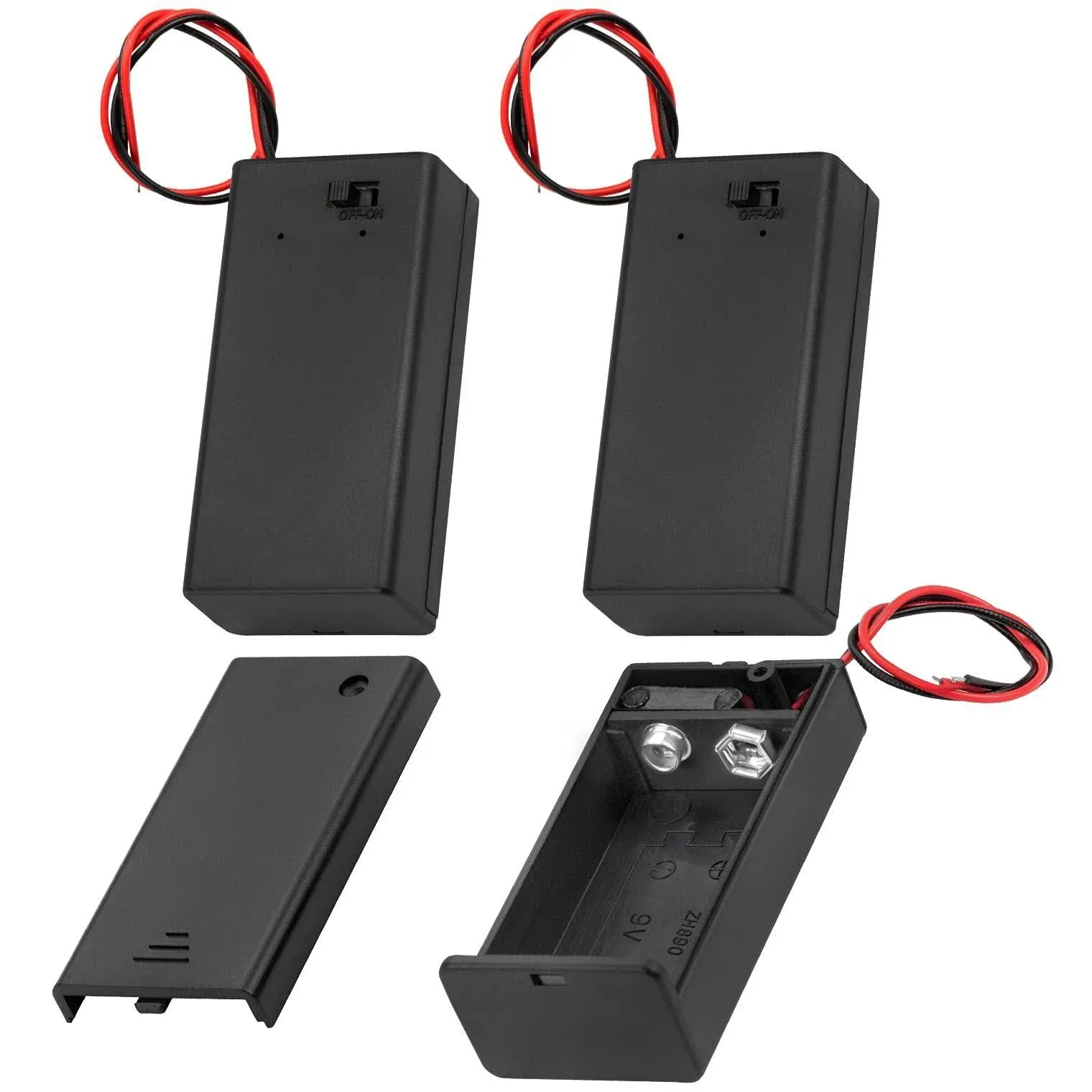 3pcs 9v Battery Holder With On Off Switch Cover Lead Wires 9 Volt Battery Case C