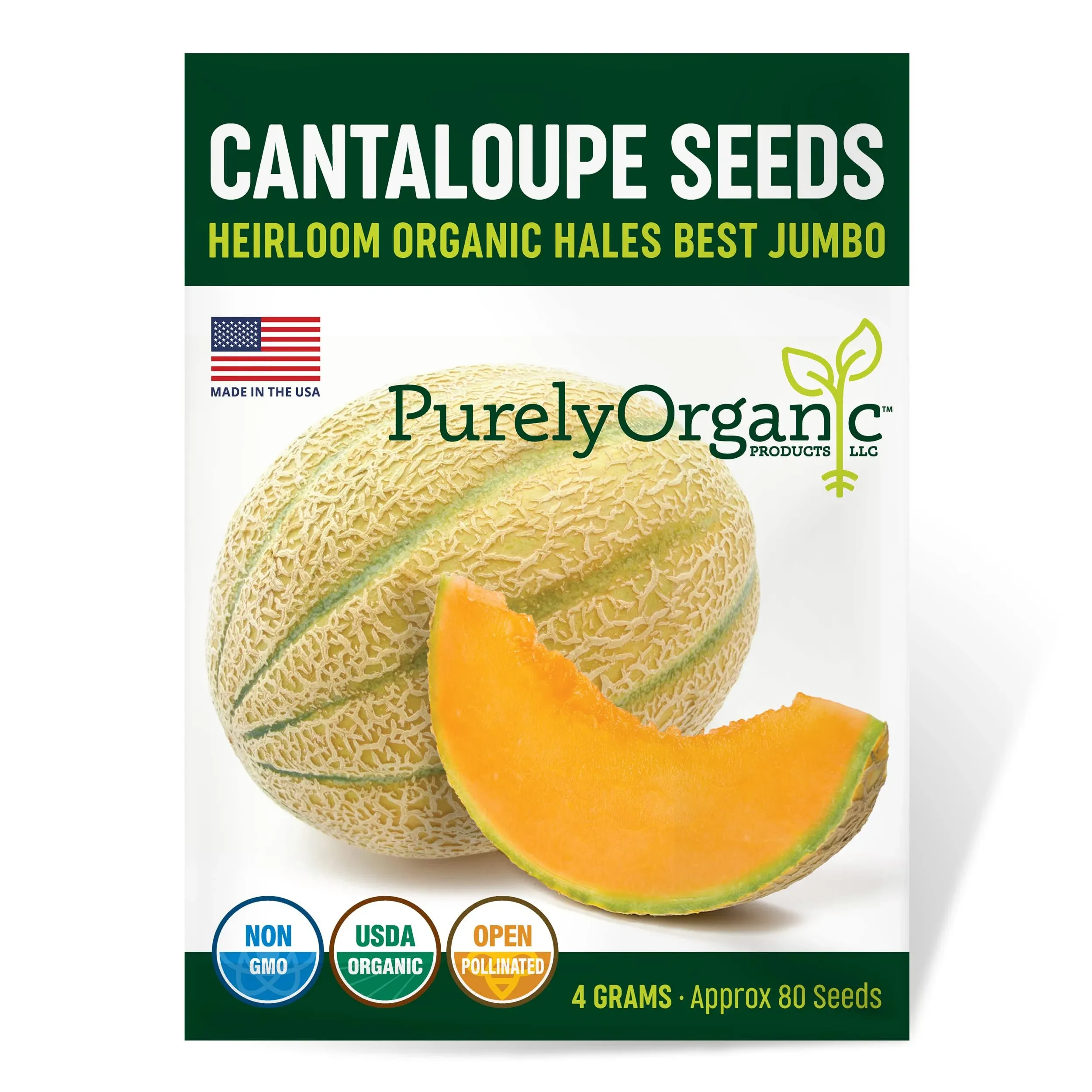 Purely Organic Hales Best Jumbo Cantaloupe Seeds - USDA Organic, Non-GMO, Open ...