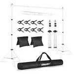 EMART Backdrop Stand 10x7ftWxH Photo Studio Adjustable Background Stand Support Kit with 2 Crossbars 8 Backdrop Clamps2 Sand