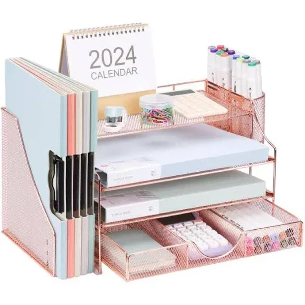 NCXTKJ Desk Organizers and Accessories, 4-Tier Paper Letter Tray Organizer with ...