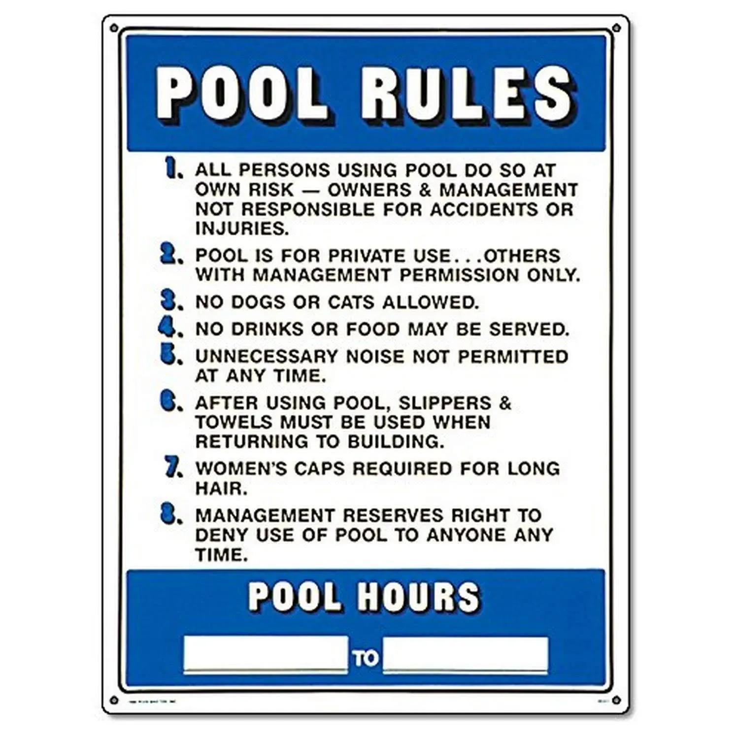 Poolmaster 40322 Commercial Pool Rules Sign for Residential or Commercial Pools