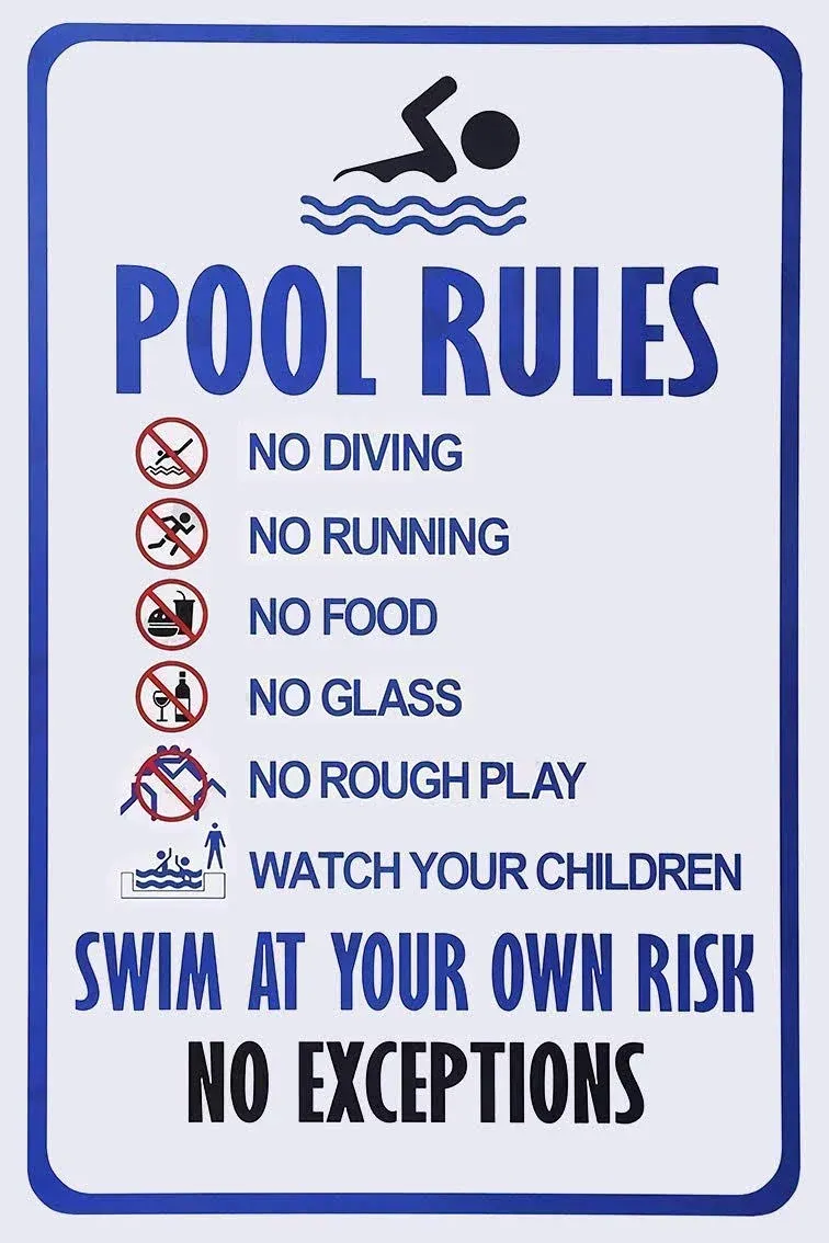 NOBRAND Wall Decor Personalized Swimming Pool Rules with Their Own Risk Swimming ...