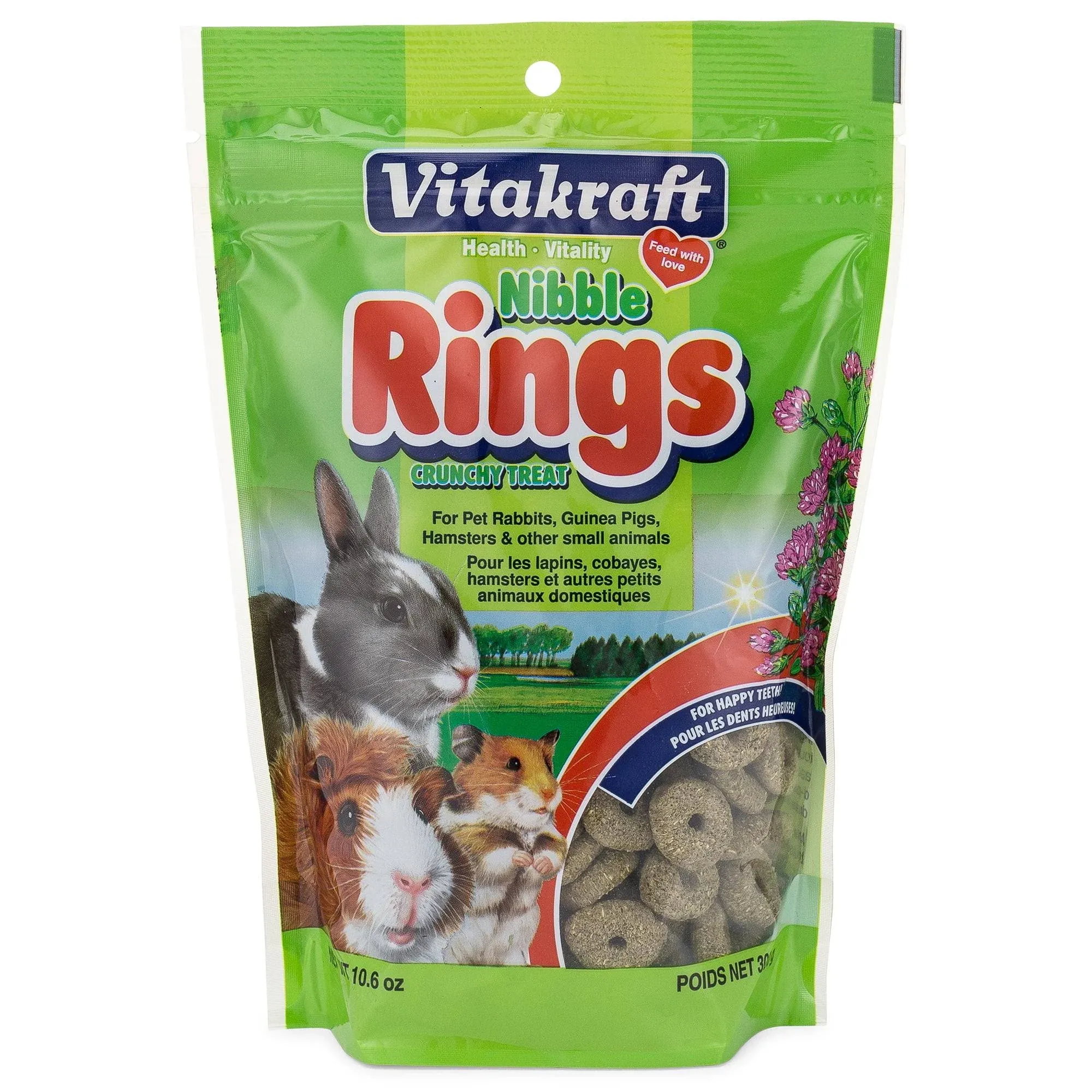 Vitakraft Nibble Rings Small Animal Treats - Crunchy Alfalfa Snack - For Rabbits, Guinea Pigs, Hamsters, and More