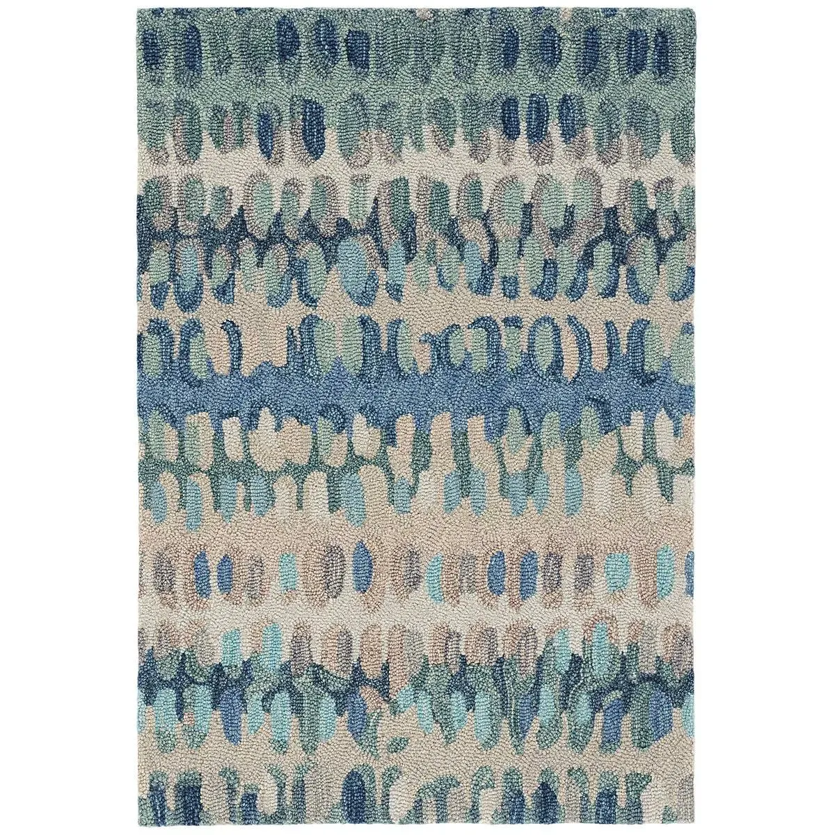 Dash & Albert Paint Chip Blue Micro Hooked Wool Rug, 4'x6'