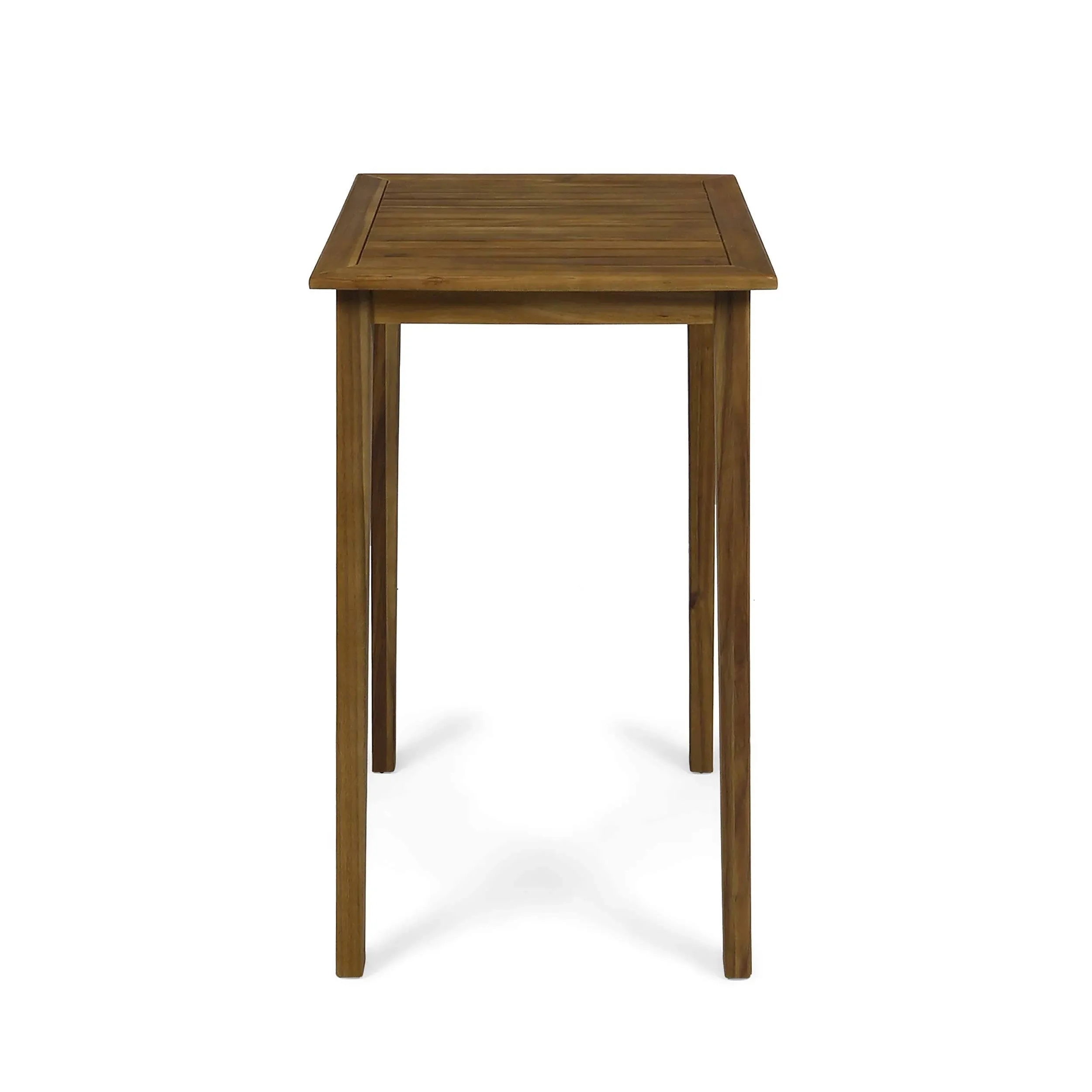 Teresa Outdoor Minimalist Acacia Wood Square Bar Table