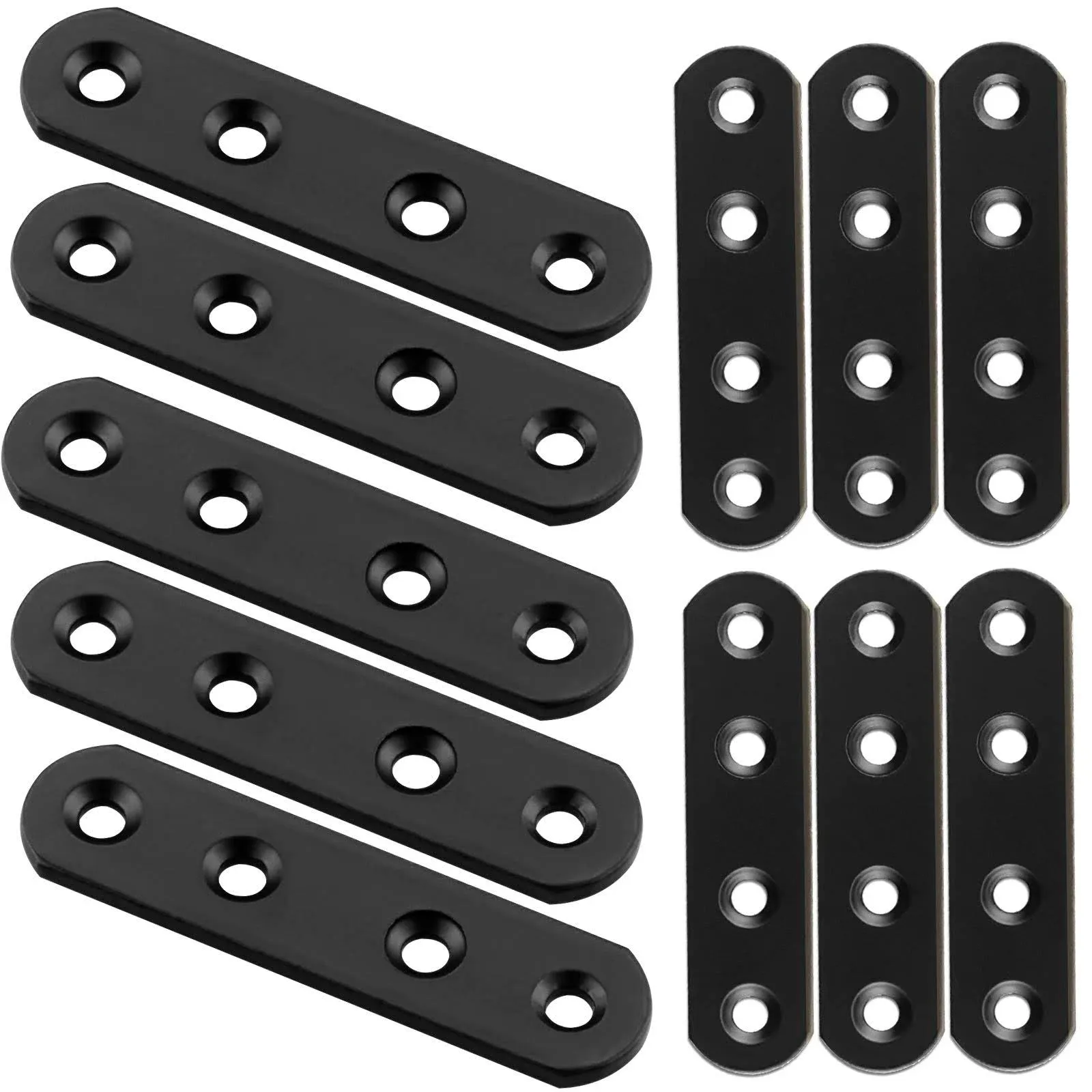 60Pcs Black Mending Plates 3.15 Inch Straight Metal Braces for Wood Cast Iron Heavy Duty Flat Bracket for Repairing Fixing Furniture Dresser Bed Table Shelf Fastener Hardware (80x20x3 mm)