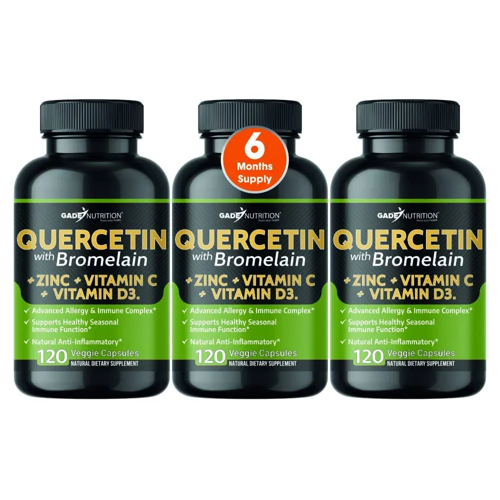 Quercetin with Vitamin C and Zinc - Quercetin 500mg - Quercetin with Bromelain ...