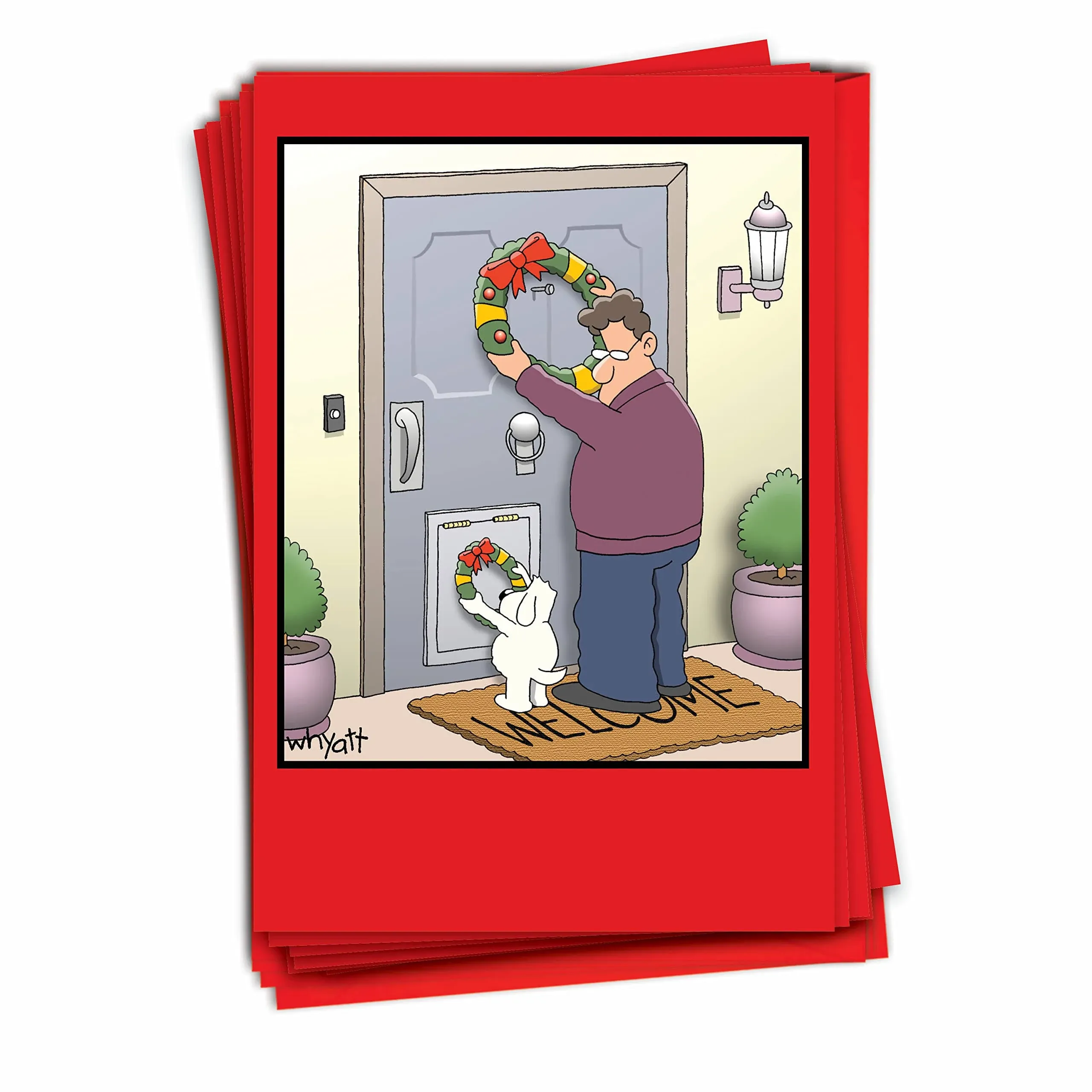 B1657 Pack of Of 12 Dog Wreath Christmas Joke Greeting Cards with Envelopes xmas  | eBay