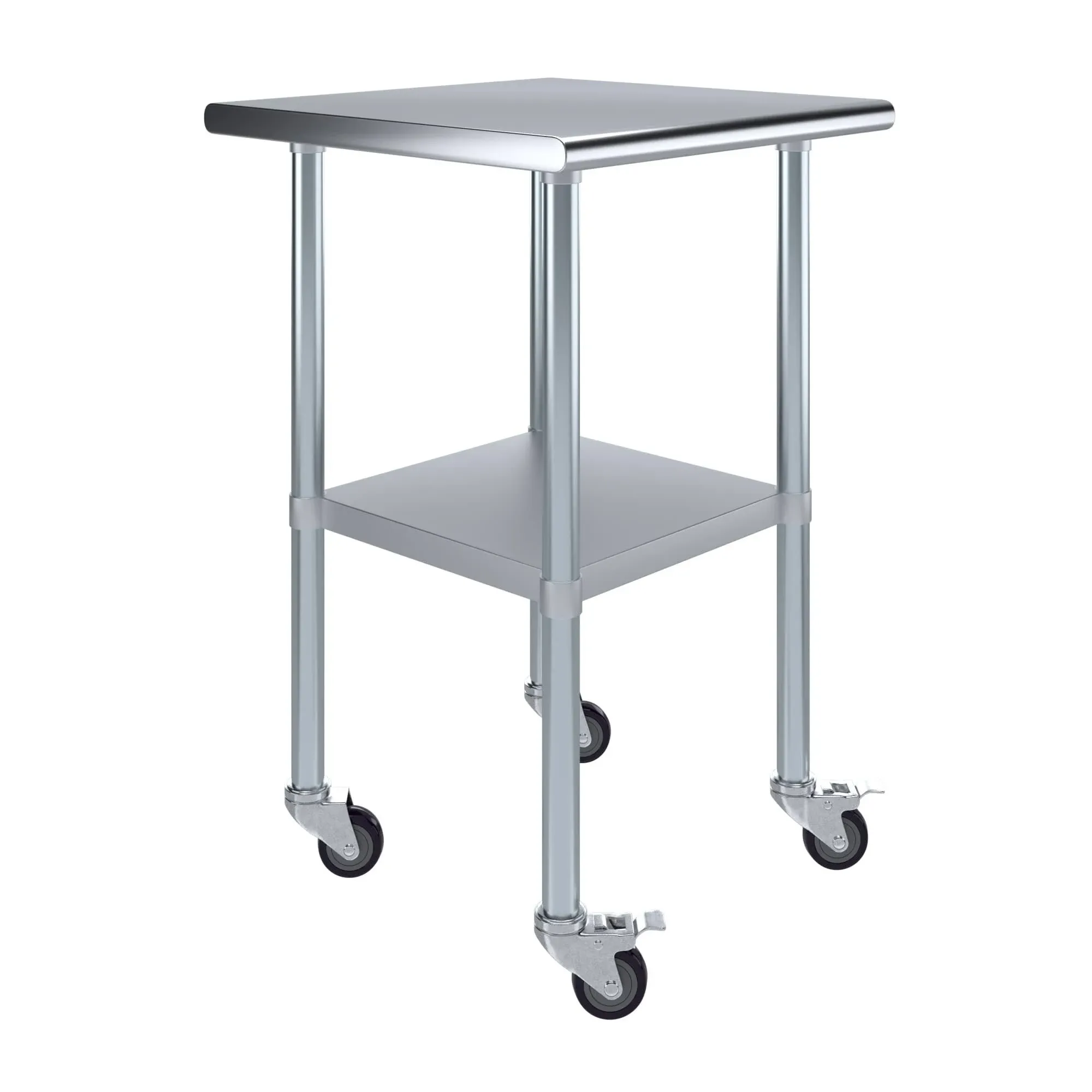 24" x 24" Amgood Stainless Steel Work Table with Wheels | Metal Mobile Table ...