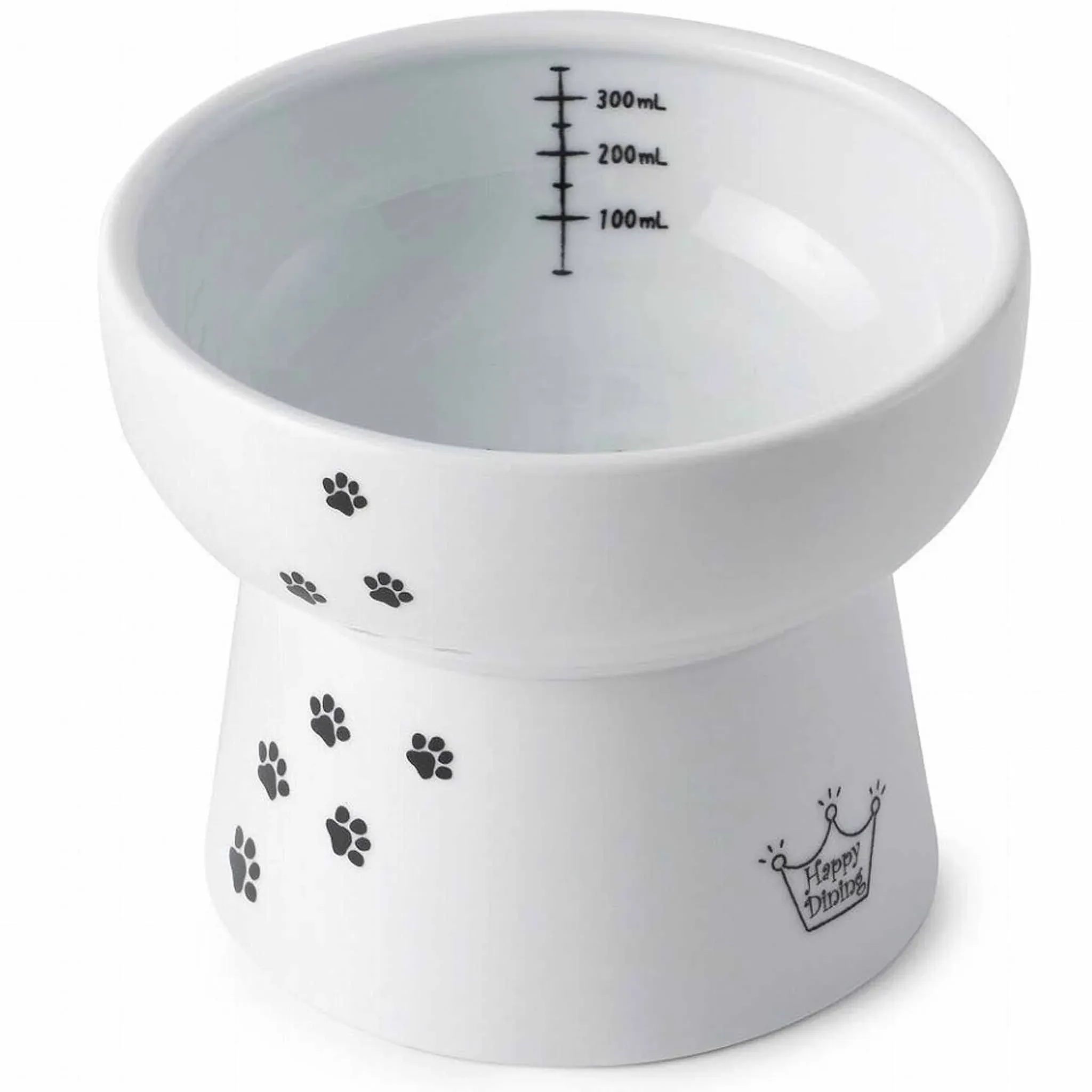 NECOICHI Elevated Ceramic Cat Bowls for Indoor Cats - Raised Cat Food Bowl, Cat Water Bowl, Cute Lifted Cat Dishes for Food, Whisker Friendly, Anti-Spill Feeding for Small Pet, Kitten, 4.1” Paw Style