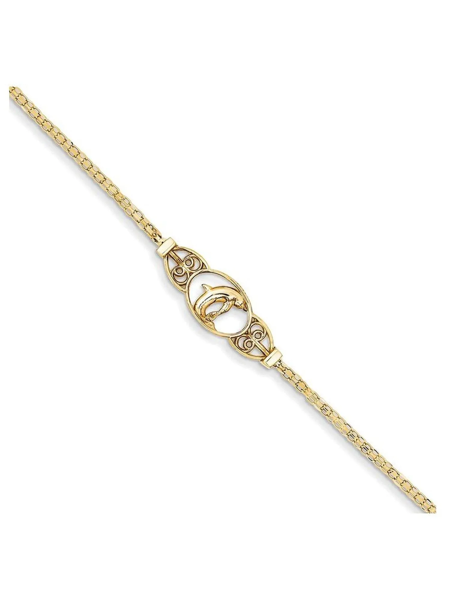 14KT YELLOW GOLD POLISHED DOLPHIN ANKLET