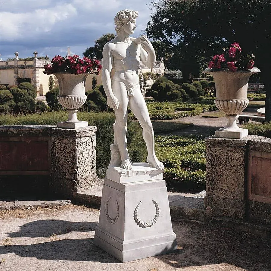 "Design Toscano Michelangelo\\'s David Garden Statue Antique Stone"