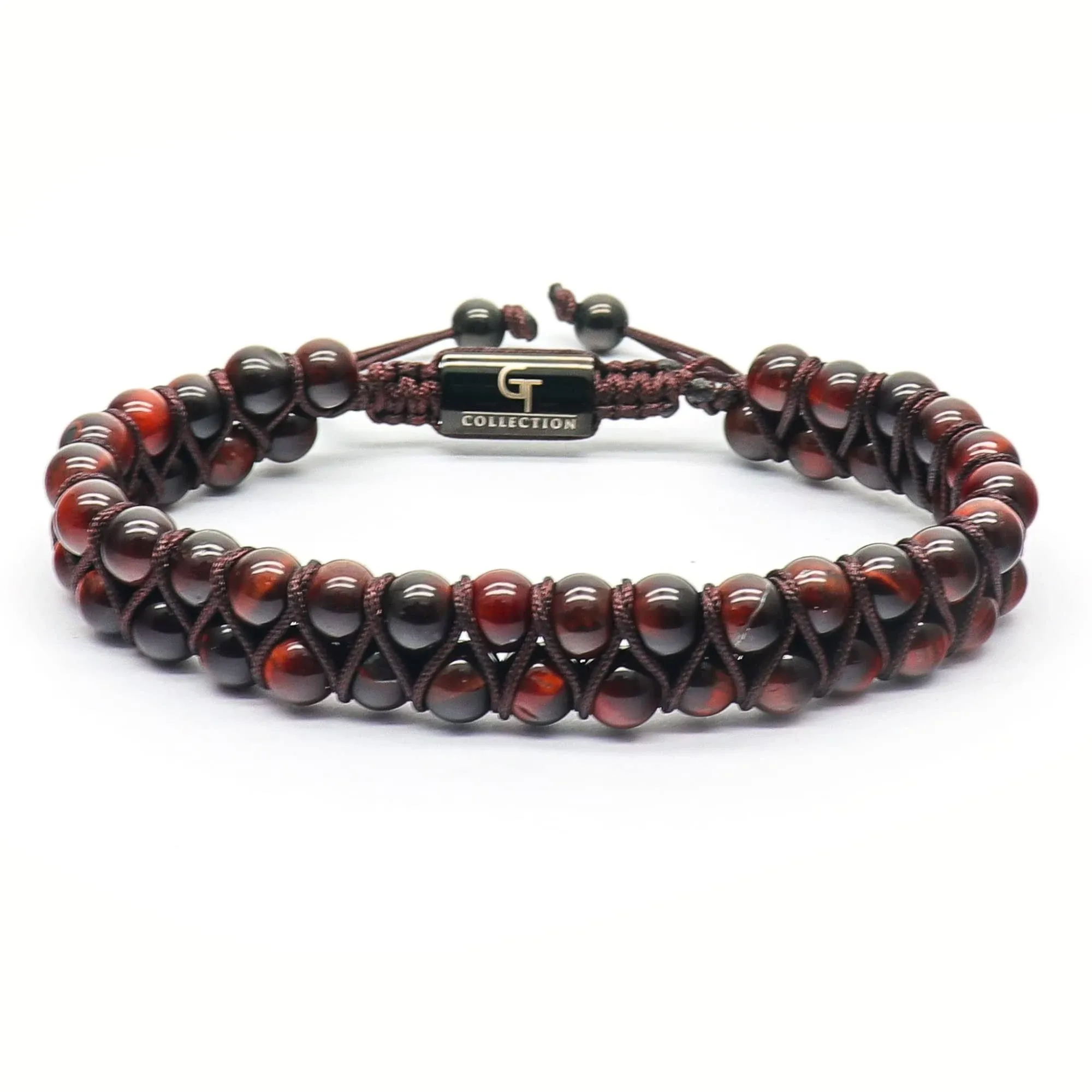 Men's Double Beaded Bracelet - Used for Its Grounding Effects – 100% Natural Wrapped - Adjustable Gemstones Beaded Bracelet for Men’s