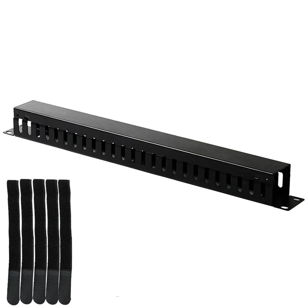 Lancher 19 inch 1U Cable Management Horizontal Cable Rack Mount Manager with Mounting Screws for Service Rack Cabinet 24 Slot