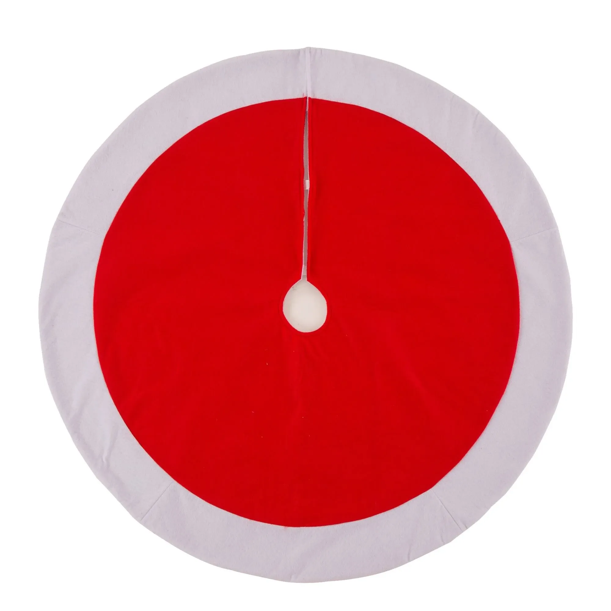 Glitzhome® 48" Red & White Felt Christmas Tree Skirt