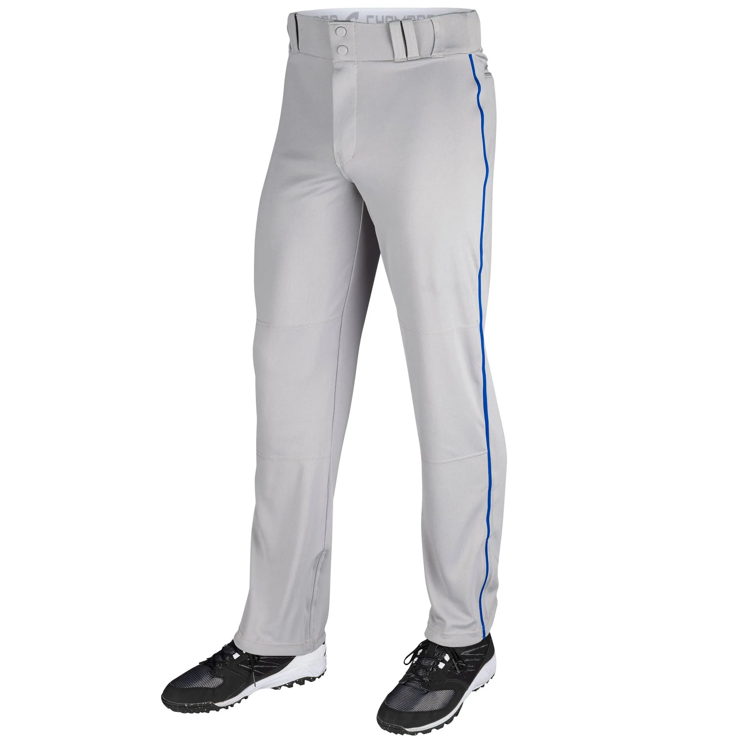 Gray/Navy Triple Crown Adult Open-Bottom Piped Baseball Pants Champro