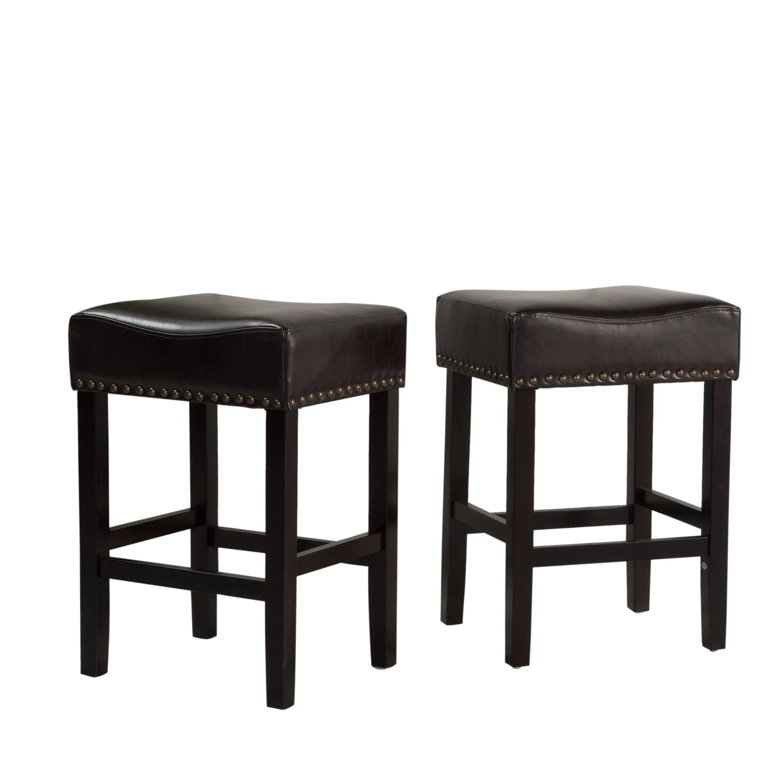 Chantal 26-inch Brown Backless Leather Counter Stool (Set of 2)