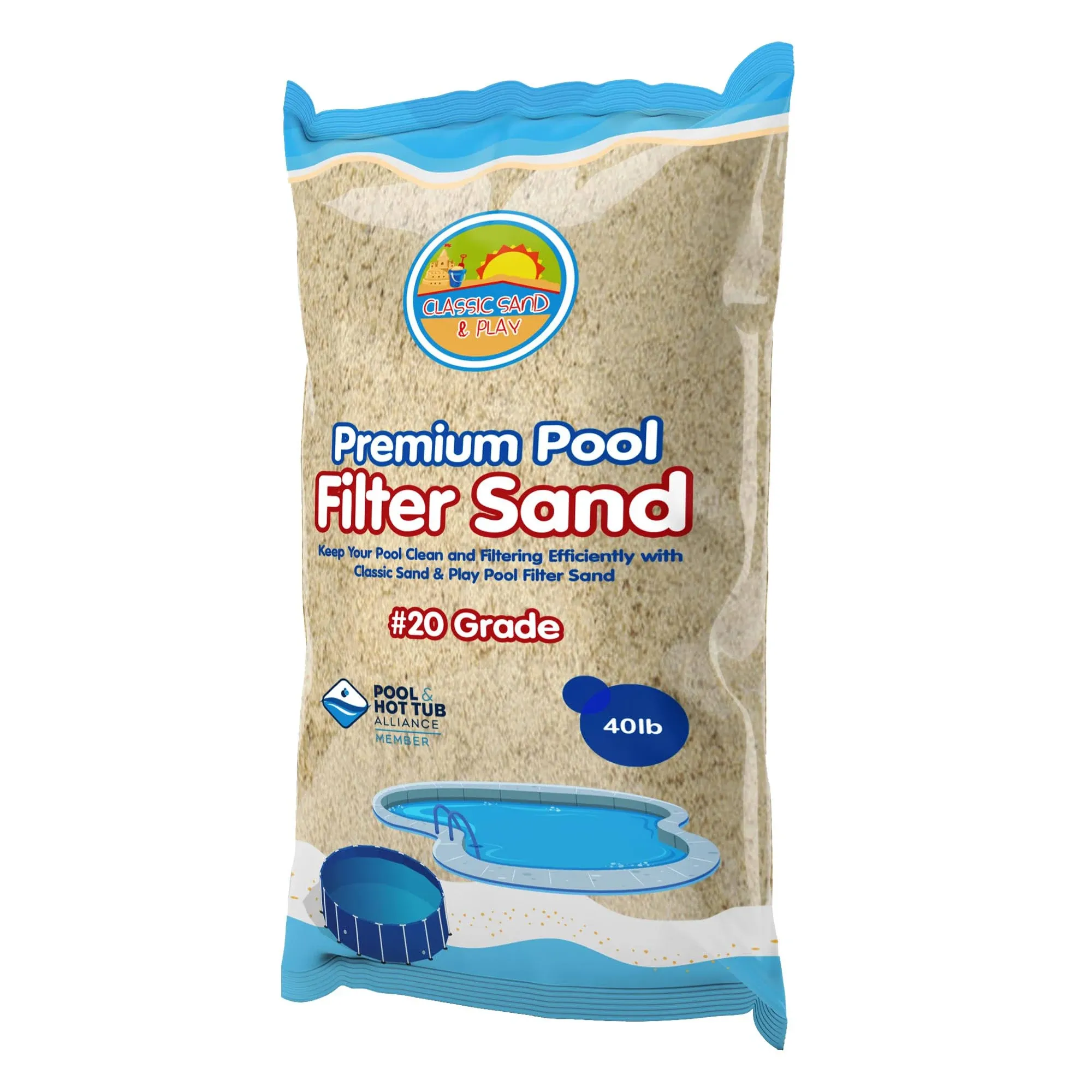 Classic Sand & Play Swimming Pool Filter Sand for Above & Inground Pools, 40 lbs, 20 Grade, Men's, Size: One Size