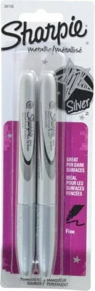 Sharpie Metallic Permanent Markers, Fine, Silver - 2 markers